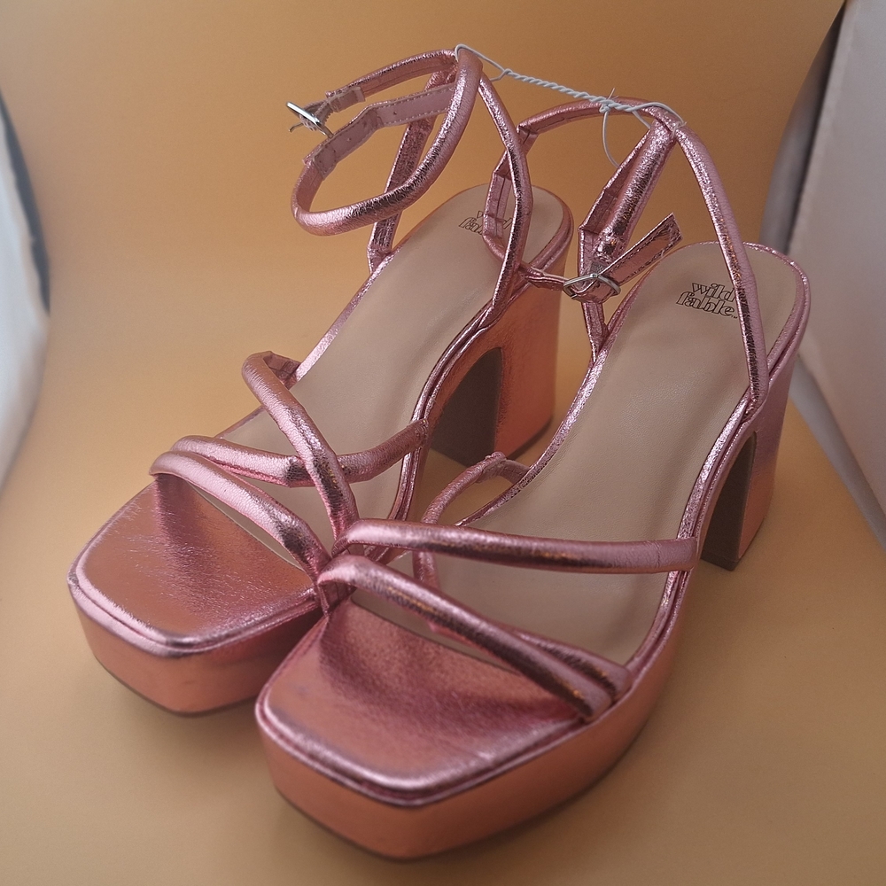 Pink Metallic Platform Sandals